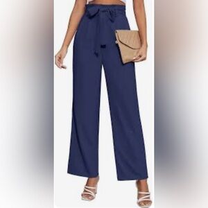 Boden Navy Navy Blue Wide Leg Trousers High Rise Career Pants 12R Office Wear